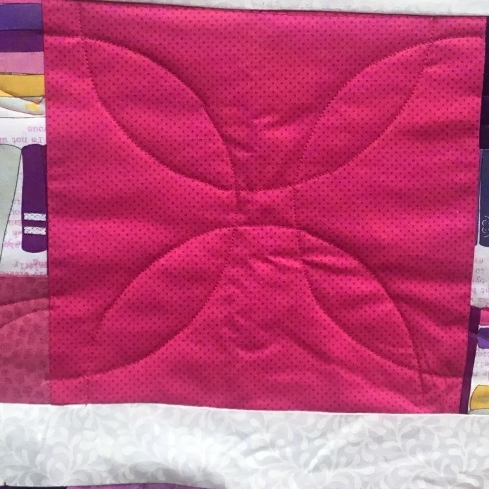 NWT. Hand Crafted Let’s Read Fuschia Quilt